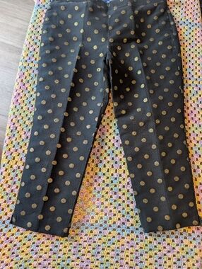 Talbots Black Pants with Gold Polka Dots